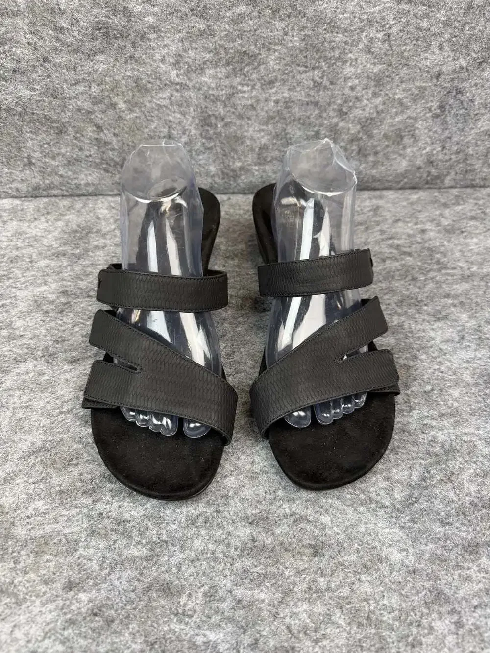 Vionic Black Slide Wedge Sandals Size 10 Adjustable Straps